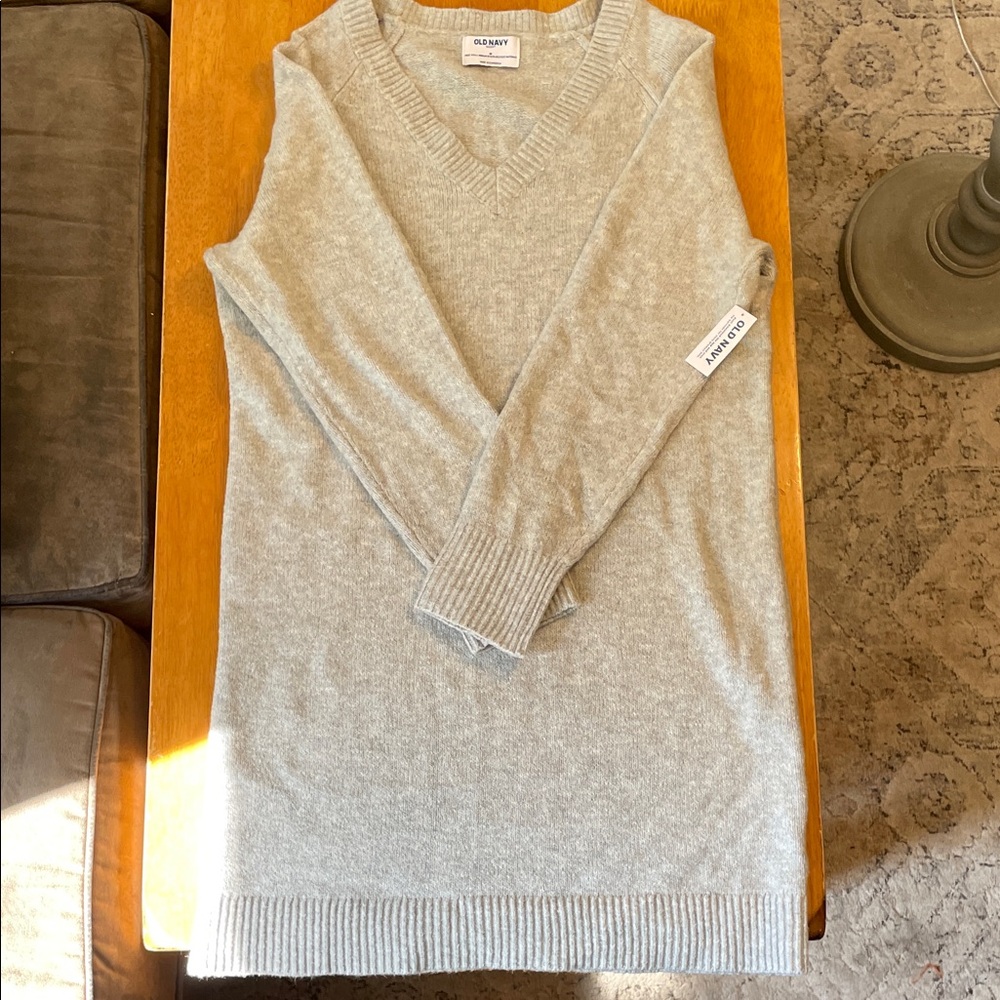 Old Navy Heather Gray V-Neck Sweater Dress